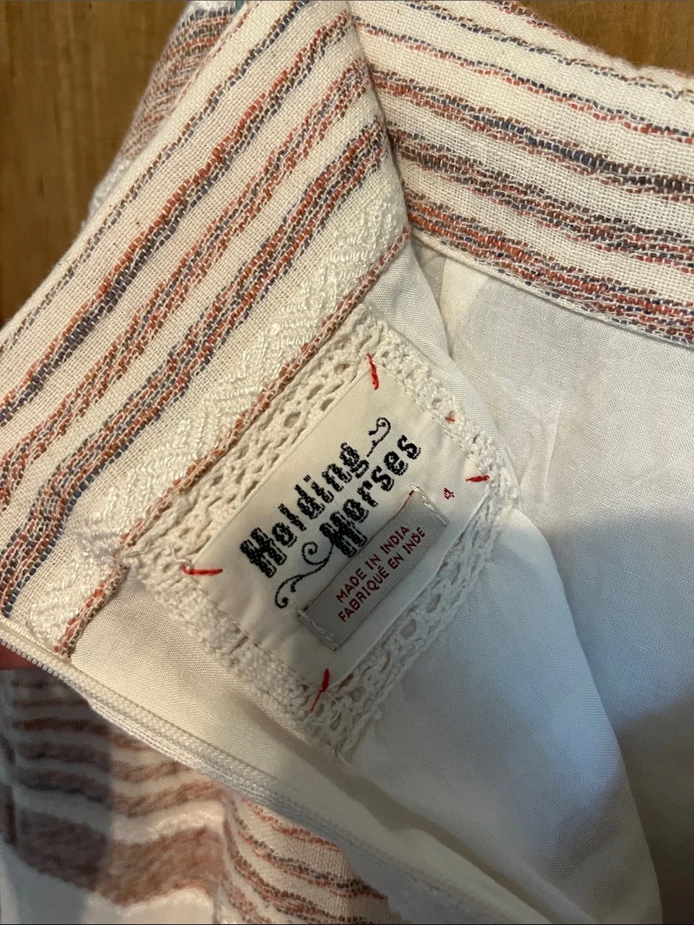 Anthropologie Cream, Tan and Gray Striped Wrap Mini Skirt 4